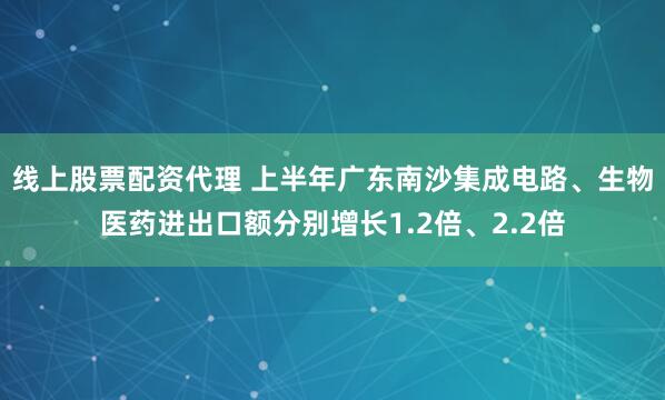线上股票配资代理 上半年广东南沙集成电路、生物医药进出口额分别增长1.2倍、2.2倍