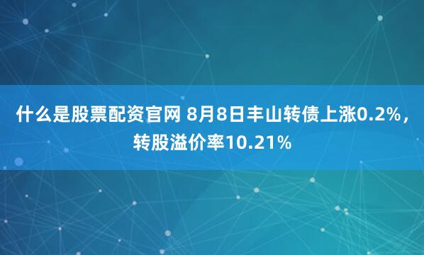 什么是股票配资官网 8月8日丰山转债上涨0.2%，转股溢价率10.21%